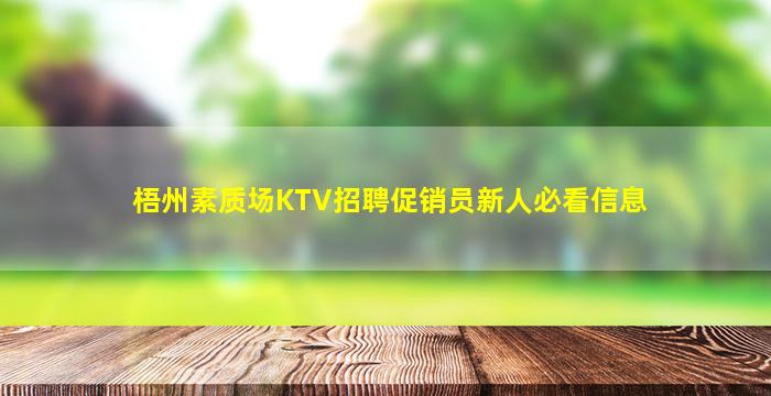 梧州素质场KTV招聘促销员新人必看信息